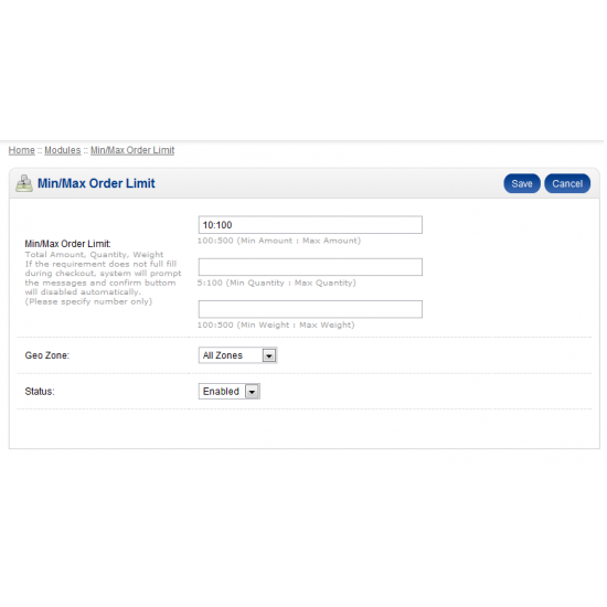 MinMax Order Limit MinMax Order Limit