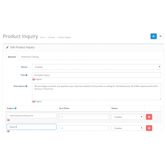 Product Inquiry (OpenCart Addon - vQmod)